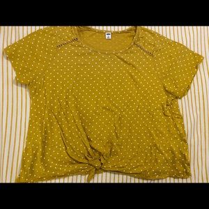 Old Navy - Women yellow polka dot front tie shirt
